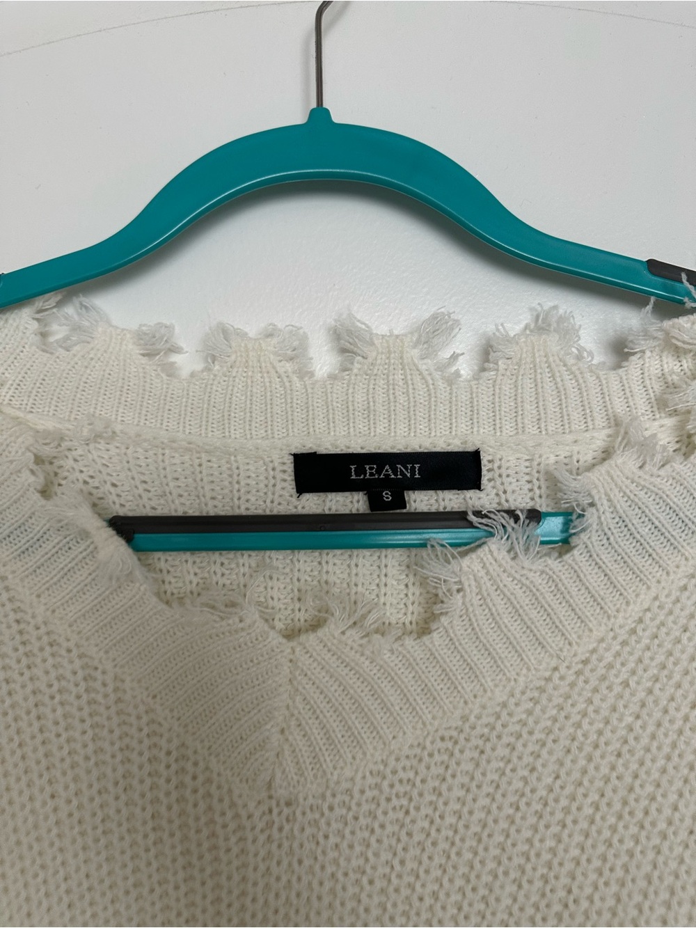 Ivory Distressed V-Neck Sweater - Picture 2 of 2